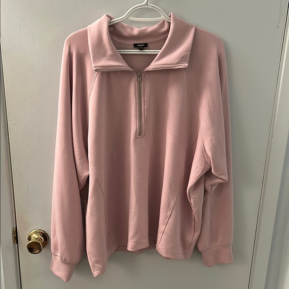 Express Slouchy Pink Quarter-Zip Pullover